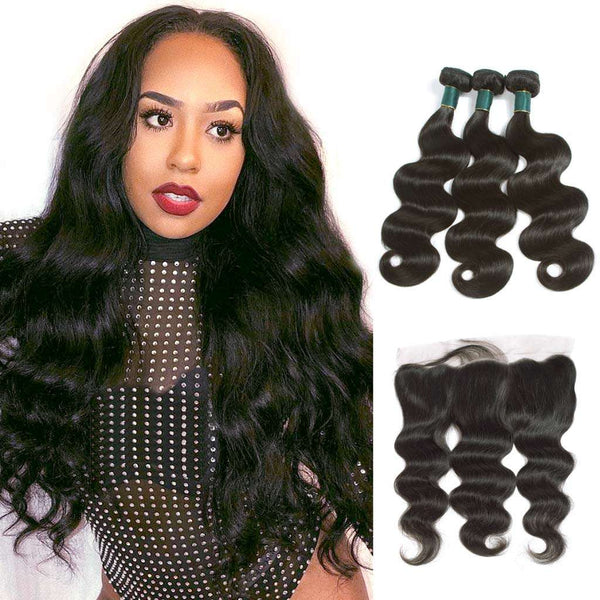 10A Brazilian Body Wave Hair 3 Bundles With Frontal Human Hair - edmundhair.com