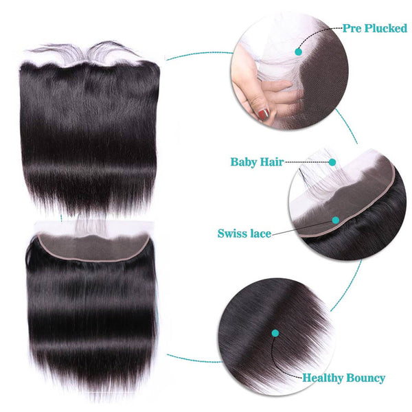 10A Brazilian Straight Hair 4 Bundles With Lace Frontal Human Hair - edmundhair.com