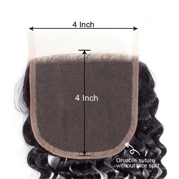 10A Kinky Curly Hair 4 Bundles With Closure Brazilian Hair Natural Color - edmundhair.com