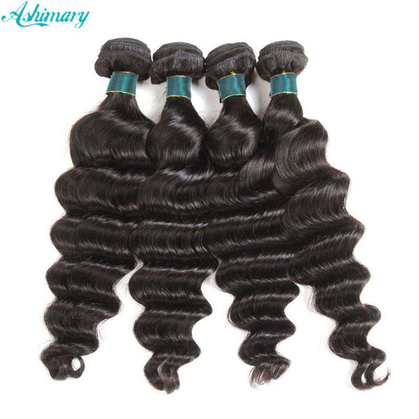 4 Bundles 9A Loose Deep Wave Indian Human Hair Bundles Natural Color