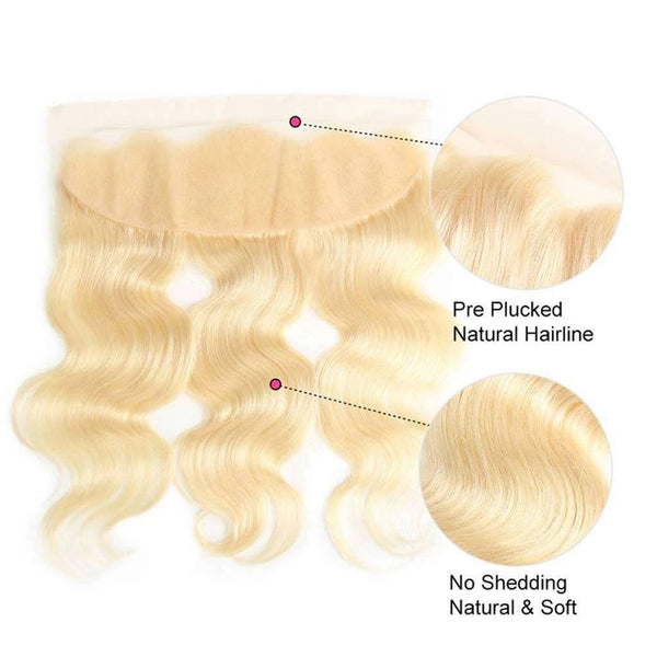 613 Blonde Body Wave Hair Lace Frontal Closure 13x4Inchs 100% Human Hair