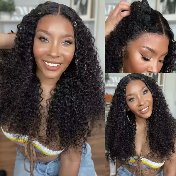 Flash Sale Curly Wavy 13x4 Transparent Lace Frontal Wig Pre Bleach Knots & Plucked Hairline 18 Inch