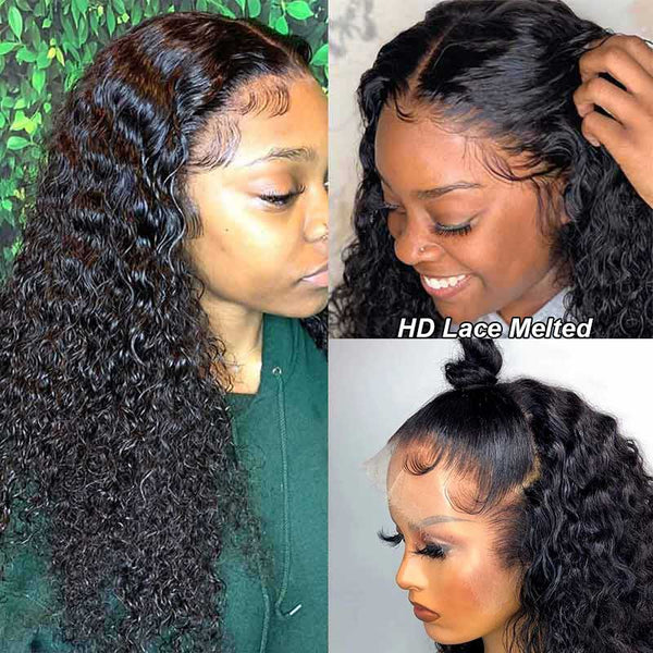 13X4 Transparent HD lace Front Deep Wave Wigs - edmundhair.com