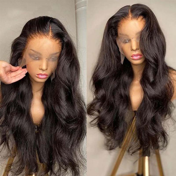 Flash Sale Body Wave 4*4 & 13*4 & 13*6 Full HD Transparent Lace Frontal Human Hair Wigs Natural Color 10A Hair