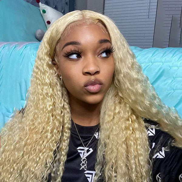 613 Blonde Deep Wave 13x4 Lace Front Wig Transparent HD Lace Human Hair