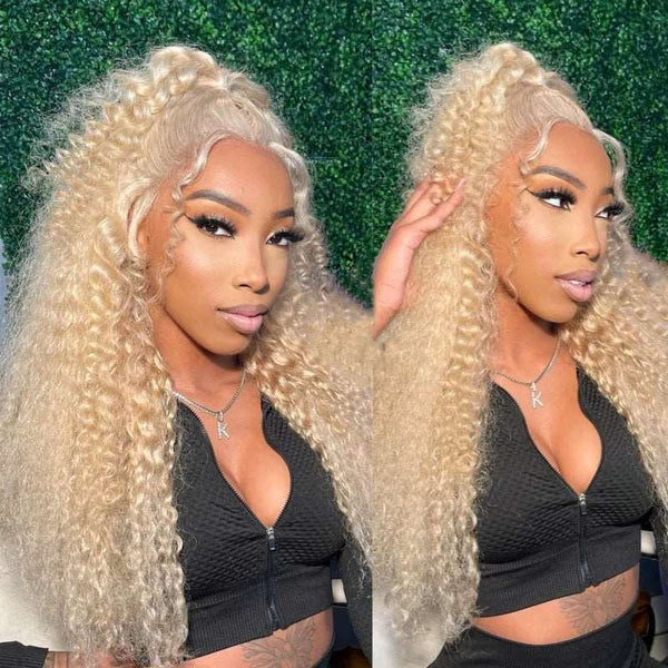 613 Blonde Deep Wave 13x4 Lace Front Wig Transparent HD Lace Human Hair