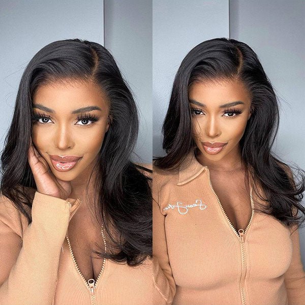 13x6 HD Swiss Lace Front body wave black human hair Pre Plucked Wigs For Women - edmundhair.com