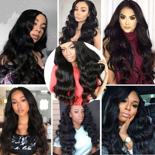 9A Body Wave Virgin Hair 3 Bundles with Closure Natural Color Malaysian Hair