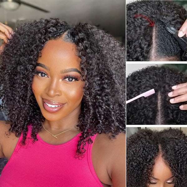 Flash Sale 0 Skill Needed V Part Glueless Wig Short Bob Human Hair