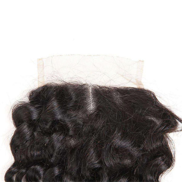 Deep Wave Hair 4x4Inchs Lace Closure Natural Color 100% Human Hair