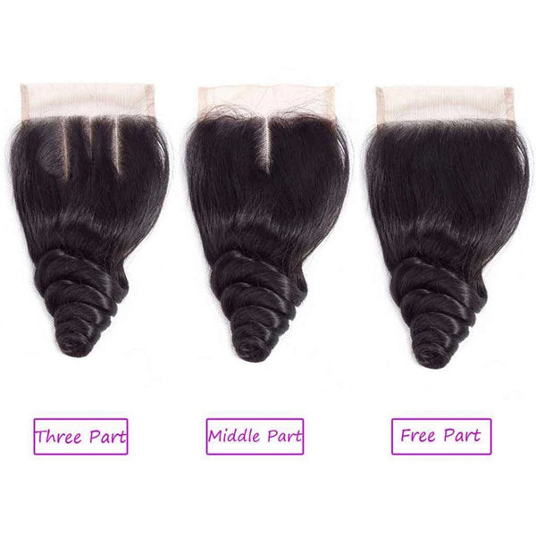 9A Loose Wave Virgin Hair 2/3 Bundles with Closure Natural Color Indian  Hair