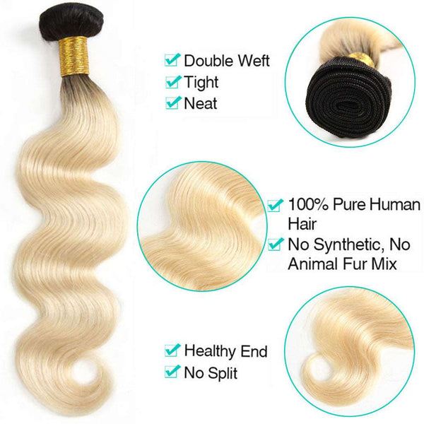 3 Bundles 1b/613 Ombr¨¦ Blonde Hair Body Wave Brazilian Human Hair - edmundhair.com