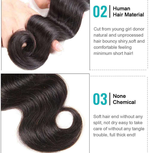 3 Bundles 9A Body Wave Human Hair Bundles Natural Color - edmundhair.com