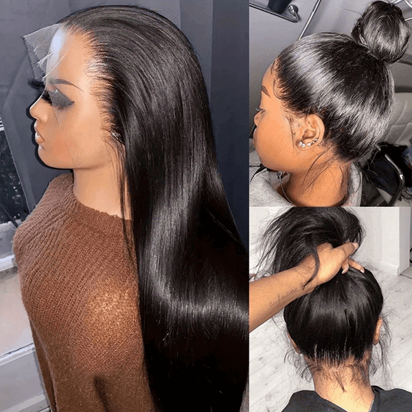 360 Lace Frontal Wig Hd Transparent Lace Straight Brazilian Human Hair 10A Hair Pre - Plucked With Baby Hair - edmundhair.com