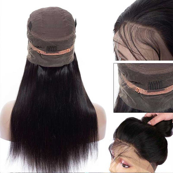 360 Lace Frontal Wig Hd Transparent Lace Straight Brazilian Human Hair 10A Hair Pre - Plucked With Baby Hair - edmundhair.com