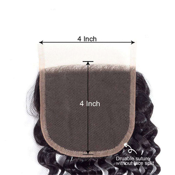 9A Kinky Curly Hair 3 Bundles with Closure Human Hair Natural Color