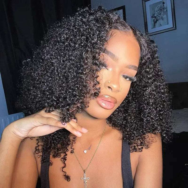 3Wigs = $189 | Glueless Throw on & Go Body Wave Wig with Bangs + V - part Bob Kinky Curly Wig + Deep Side Part Glueless HD Transparent Lace Bob Straight Wig - edmundhair.com