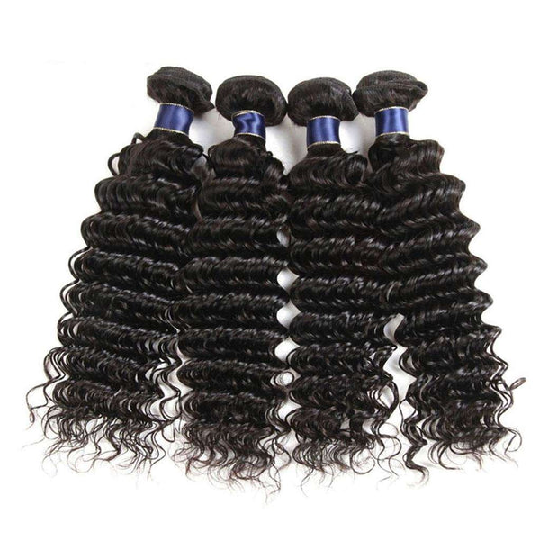 4 Bundles 10A Deep Wave Human Hair Bundles Natural Color - edmundhair.com