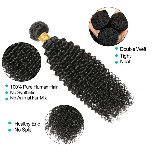 4 Bundles 10A Kinky Curly Hair Human Hair Bundles Natural Color - edmundhair.com