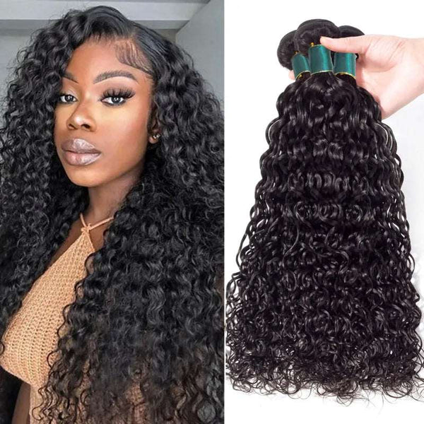 4 Bundles 10A Water Wave Brazilian Human Hair Bundles Natural Color - edmundhair.com