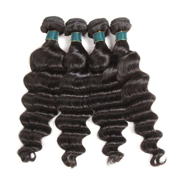 4 Bundles 9A Loose Deep Wave Brazilian Human Hair Bundles Natural Color - edmundhair.com