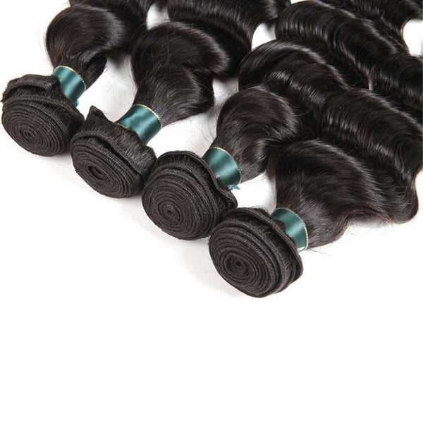 4 Bundles 9A Loose Deep Wave Brazilian Human Hair Bundles Natural Color - edmundhair.com