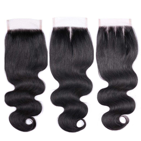 9A Body Wave Virgin Hair 3 Bundles with Closure Natural Color Indian Hair