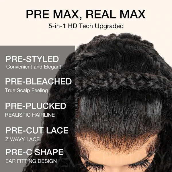 Pre-Braided Styles 10x6 Parting Max Pre Cut Transparent Lace Frontal Glueless Wig Put On & Go Human Hair