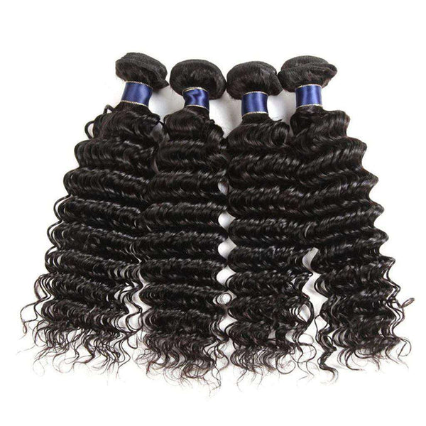 Deep Wave Hair Bundles 9A Brazilian Human Hair Natural Color