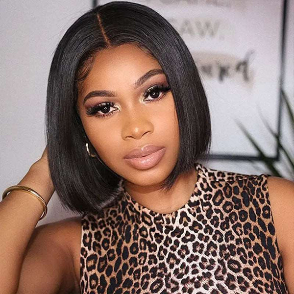 8 Inches 4x4 Lace Closure Bob Wig Human Hair Wigs Pre Plucked With Baby Hair Brazilian Straight Short Wig - edmundhair.com