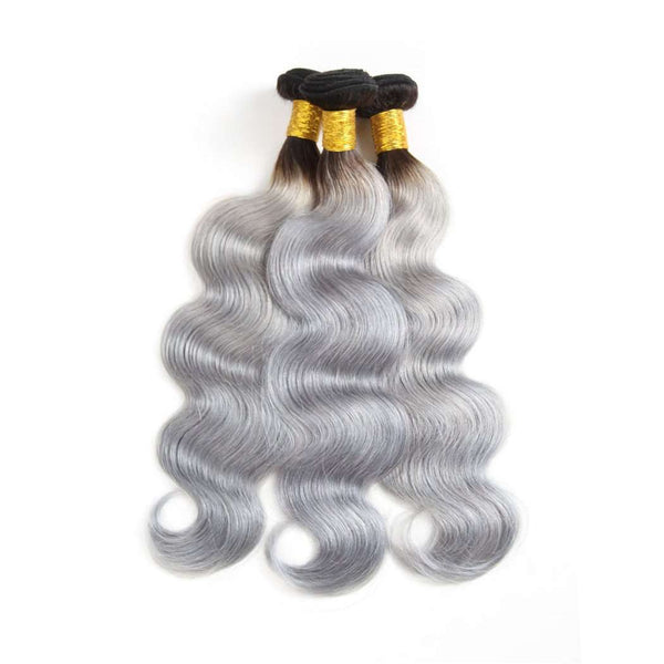 Ombre Grey 3 Bundles Body Wave Brazilian Human Hair Bundles