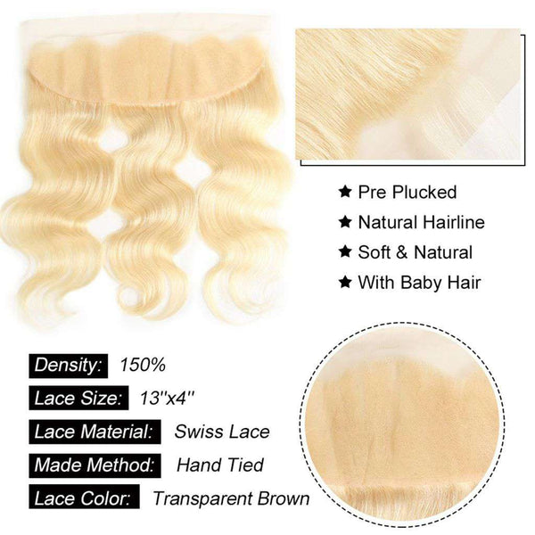 613 Honey Blonde Brazilian Body Wave Hair 3 Bundles With Frontal Human Hair