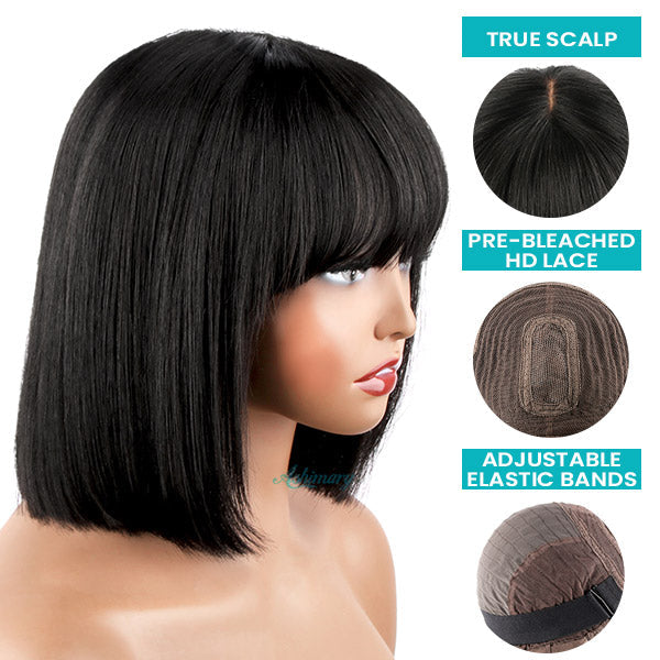 Flash Sale Short Bangs Bob Wig With Minimalist Undetectable HD Lace