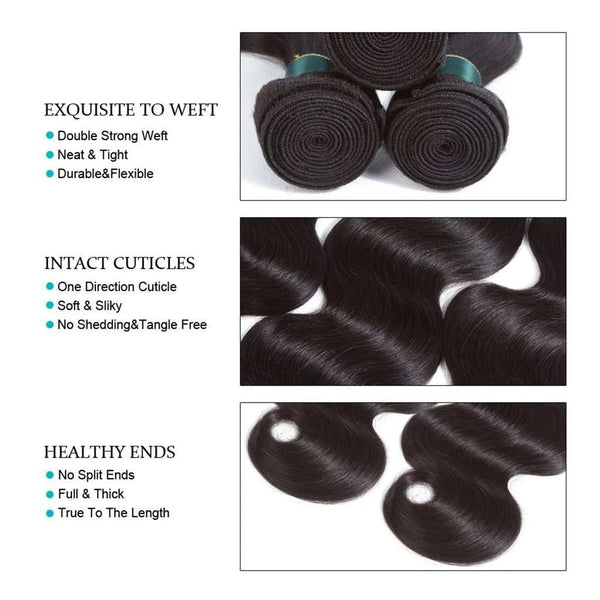 Body Wave  Hair 1 Bundle 9A Brazilian Human Hair Natural Color