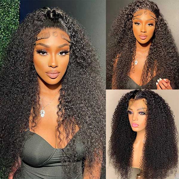 HD 13x6 Kinky Curly Lace Front Wigs Natural Color Hair With Baby Hair