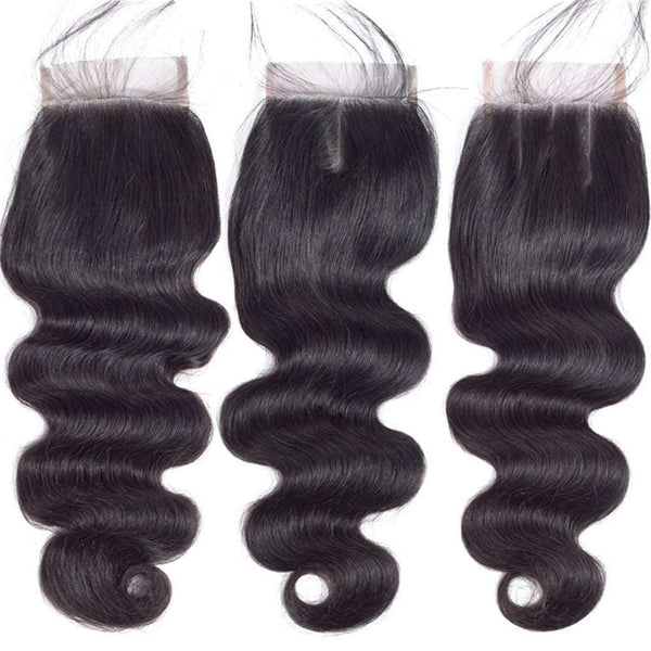 9A Body Wave Virgin Hair 3 Bundles with Closure Natural Color Brazilian Hair