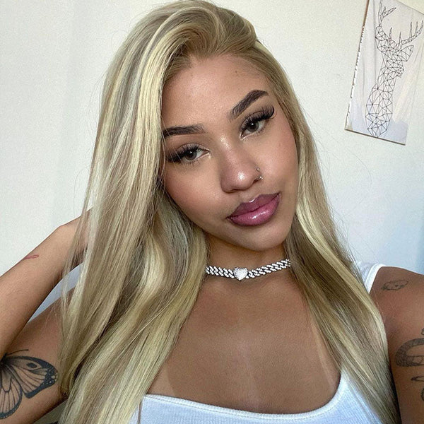 Flash Sale Customized Blonde Balayage on Brown Hair Highlight 13x4 Lace Frontal Human Hair Wig