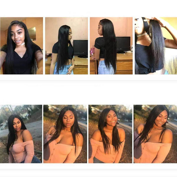 9A Straight Virgin Hair 3 Bundles With 13x4 Frontal Brazilian