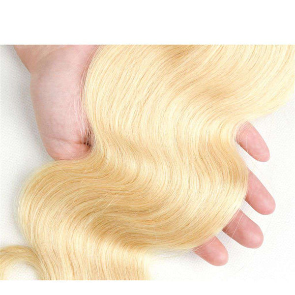 613 Honey Blonde Brazilian Body Wave Hair 3 Bundles With Frontal Human Hair