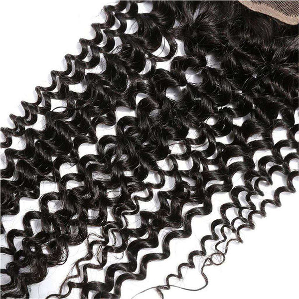 9A Kinky Curly Hair 3 Bundles with Closure Human Hair Natural Color