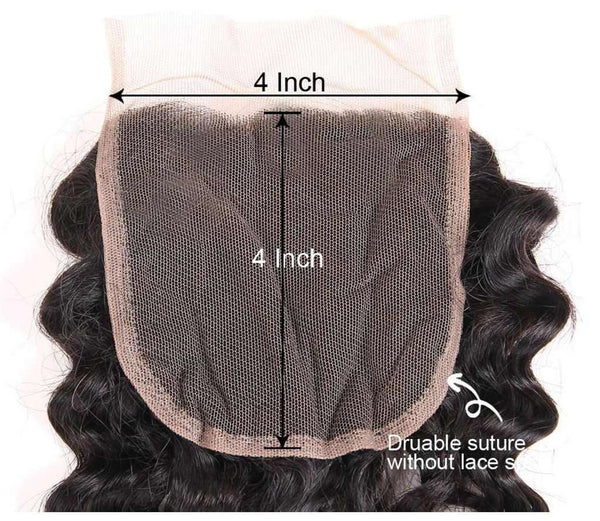 Deep Wave Hair 4x4Inchs Lace Closure Natural Color 100% Human Hair