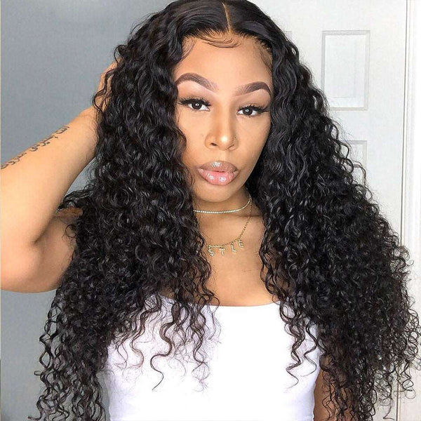 9A Jerry Curly 3 Bundles with Lace Closure  Natural Color Purvian Virgin Hair