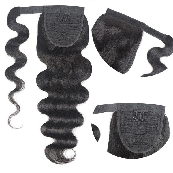 Long Ponytail Body Wave Human Hair Extensions With Clip