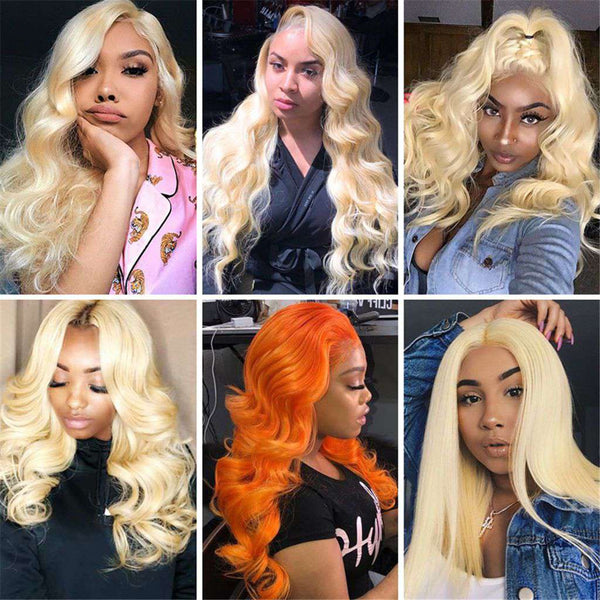 613 Honey Blonde Brazilian Body Wave Hair 3 Bundles With Frontal Human Hair