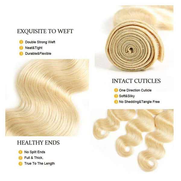 4 Bundles Honey Blonde Body Wave Brazilian Human Hair Bundles