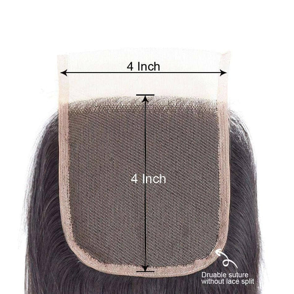 9A Straight Soft Peruvian Virgin Hair 3 Bundles with Closure Natural Color