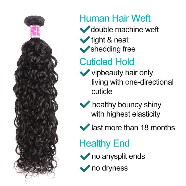 Water Wave 3 Bundles 9A Brazilian Human Hair Natural Color