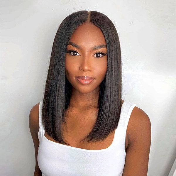 Glueless Straight Bob V Part Wig Beginner Friendly Natural Scalp Thick Human Hair