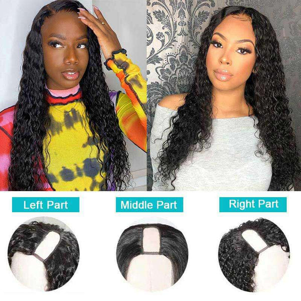 U Part Wig Human Hair Half Wigs Water Wave Wig Long Wigs Glueless