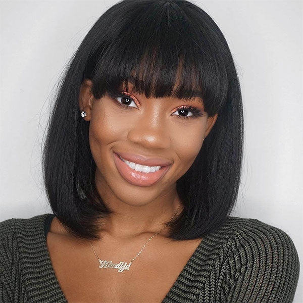 Flash Sale Short Bangs Bob Wig With Minimalist Undetectable HD Lace